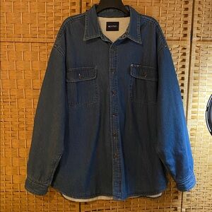 Puritan Mens Fleece Lined Denim work chore barn Jacket XL vintage